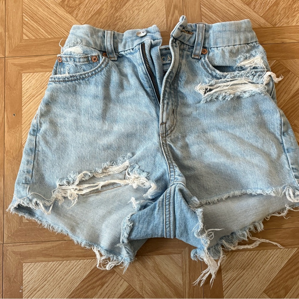 American Eagle Outfitters Blue Jean Shorts Distressed High-Waisted